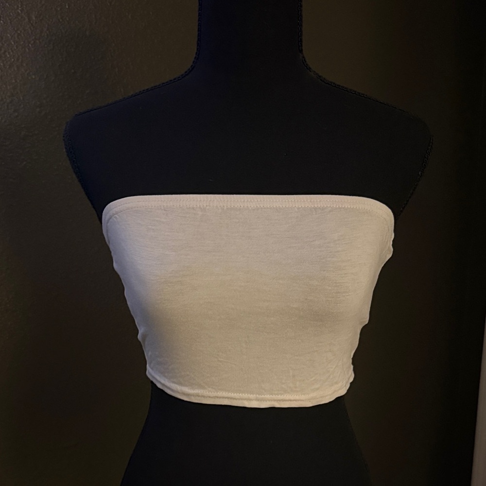 Boohoo Off-White Tube Crop Top